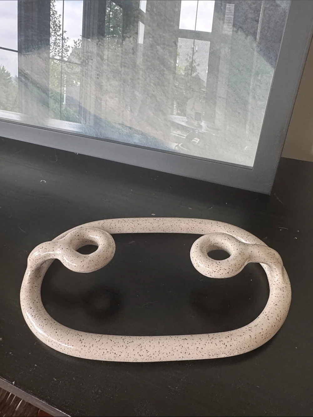 Ceramic Abstract Sculptural Taper holder in Speckled Cream